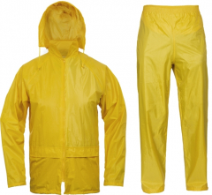 Oblek Cerva CARINA PES/PVC vodoodolný blúza s kapucňou na zips a nohavice do pása žltý