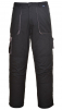 Montérkové nohavice PW TEXO Contrast do pása predĺžené BA/PES mnoho vreciek čierno/sivé