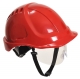 Ochranná priemyselná prilba Endurance Plus Visor ABS očný štít podbradný pásik račňa červená
