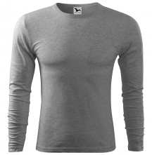 Tričko Malfini Fit-T LS 160 bavlna/viskóza dlhý rukáv pánske okrúhly priekrčník tmavosivý melír