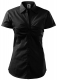 Blúzka Malfini Chic 120 bavlnená dámska krátky rukáv košeľový golier s rozhalenkou vypasovaná na bokoch čierna