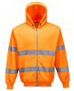 Mikina PW KLOKANKA Hi-Vis ZIP s kapucňou zapínanie na zips reflexné pruhy výstražná oranžová