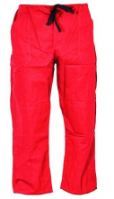 Montérkové nohavice KLASIK do pása na šnúrku bavlna červené