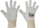 Pracovné rukavice CERVA PELICAN Plus päťprsté kombinované plátno/kozinka pružná manžeta šedo/biele