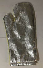 Rukavice palcové teplu odolné PARAARAMID 500 °C izolácia molton pokovovaný chrbát dĺžka 400 mm žlto/strieborné