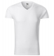 Tričko Malfini SLIM V-Neck 180 pánske bavlněné priekrčník do V krátky rukáv priliehavý strih s bočnými švami biele