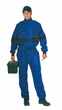 Zateplená pracovná kombinéza CXS LUX ALASKA krytý zips pružné náplety na rukávoch a nohaviciach modro/čierna