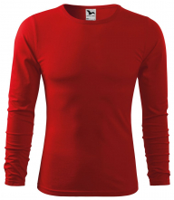 Tričko Malfini Fit-T LS pánske bavlna 160g dlhý rukáv okrúhly priekrčník červené