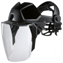 Ochranný tvárový štít UVEX Pheos Faceguard Supravision Excellence čierny držiak nezahmlievajúci sa nepoškriabateľný číry