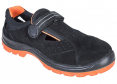Obuv STEELITE Obra S1 sandál semiš suchý zips pevná päta bezpečnostné špica vetranie čierno/oranžová