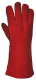 Rukavice PW PROFI WELDER celokožené zváračské kryté švy hovädzia štiepenka podšívka bavlna červené