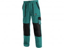 Montérkové nohavice CXS LUXY JOSEF do pása 100% bavlna mechové vrecká zosilnené kolená predľžené zeleno/čierne