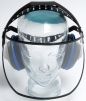 Ochranný tvárový štít Hellberg SAFE 1 v kombinácii s chráničmi sluchu EH4 polykarbonátový dĺžka 200 mm číry