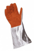 Rukavice WERA 5-prsté teploodolné 250 °C hovädzinová dlaň pokovovaný chrbát a manžeta dĺžka 300 mm hnedo/strieborné