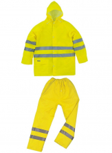 Oblek 208 do dažďa Oxford polyester potiahnutý PVC reflexnými pruhmi žltý veľkosť XXL