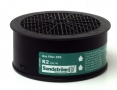 Filter Sundström K2 pre rad dýchacích masiek a polomasiek SR 100, SR 900 a SR 200 proti čpavkovým plynom zelený