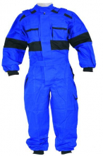Zateplená pracovná kombinéza KMB LUXUS krytý zips pružné náplety na rukávoch a nohaviciach modro/čierna