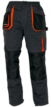 Montérkové nohavice CERVA EMERTON do pása PES/BA zosilnené kolená mechové vrecká čierno/sivo/oranžové