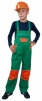 Nohavice CXS PINOCCHIO náprsenkové montérkové detské vrecká pri páse a na náprsence zosilnená kolená zeleno/oranžové