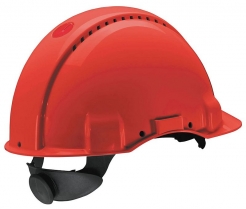 Prilba PELTOR 3M™ G3000 senzor 3M™ Uvicator™ EX vystúpený zosilnený vrchlík s ventilačnými otvormi račňa červená
