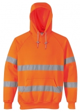 Mikina KLOKANKA Hi-Vis s kapucňou reflexné pruhy výstražná oranžová veľkosť XL