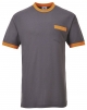 Tričko Texo Contrast PES/bavlna vrecko na prsiach guľatý priekrčník šedo/oranžové