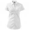 Blúzka Malfini Chic 120 bavlnená dámska krátky rukáv košeľový golier s rozhalenkou vypasovaná na bokoch biela