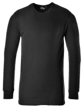 Tričko PW TERMO KLASIK BA/PES rebrovaný úplet dlhý rukáv okrúhly priekrčník čierné