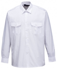 Košeľa PW PILOT PES/BA dlhý rukáv klasický golier náplecníky 2 vrecká s chlopňami na prsiach biela