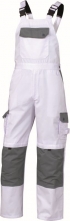 Montérkové nohavice TERAMO s náprsenkou a trakmi bielo/sivé veľkosť L