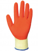 Rukavice PW GRIP A100 úplet PES/bavlna potiahnutý latexom protišmykové oderuvzdorné žlto/oranžové