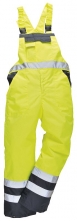Nohavice DUO TERMO náprsenkové zateplené nepremokavé vysoko viditeľná žlto/modrá veľkosť XXL