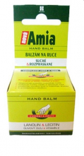 Balzam Nová AMIA na suché popraskané ruky s obsahom nechtíka olivového oleja lecitínu elastínu dóza 25 ml biela