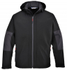 Softshellová bunda PW TECHNIK 3L membrána TRIPLE DRY kapucňa nepremokavá vrecká na zips čierno/sivá